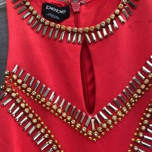 Bebe coral beaded cocktail dress